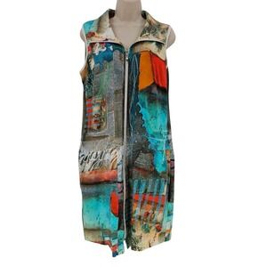 Simply‎ Art Dolccezza Abstract Print Zip Up mini Dress M artsy preppy Dopamine